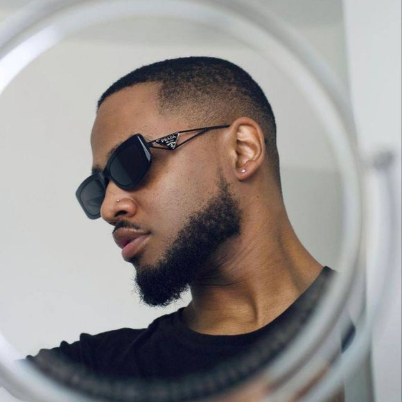 Prada PR14YS 1AB5S0 Sunglasses Black Dark Grey Rectangle Women - Picture 6 of 14